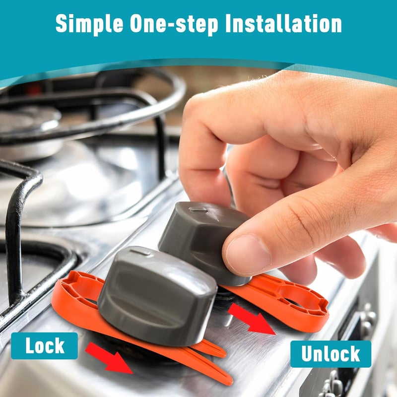 OKK Stove Locks Child Safety, 5 Pack Stove Knob Locks with Universal Size, Clear View Stove Knobs Locks for Kids and Pets Proof - Image 4